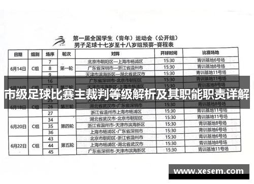 市级足球比赛主裁判等级解析及其职能职责详解